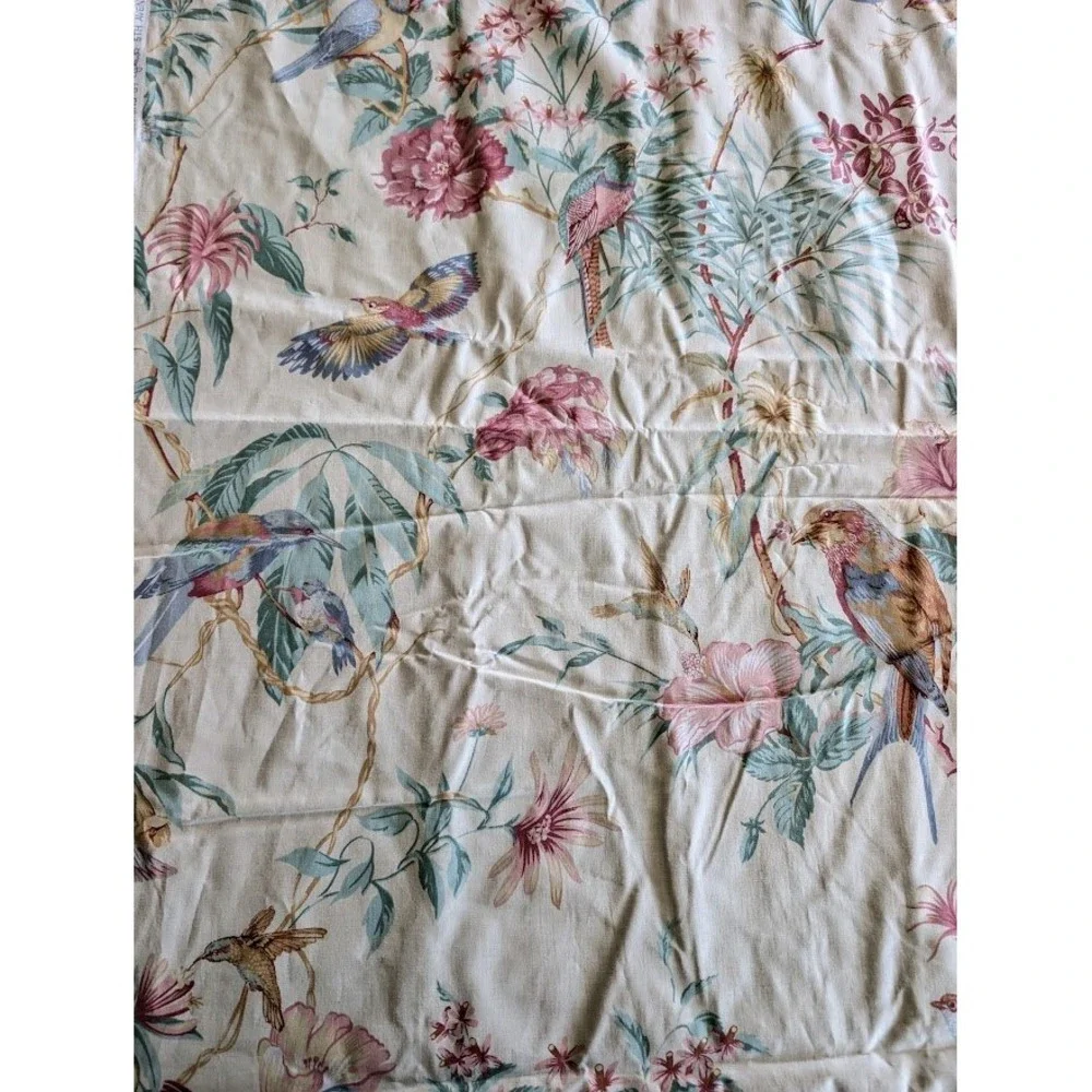 Jean B 5th Avenue Floral Bird Fabric 2 Yard 79x54 Polished Curtain Panel Cottage